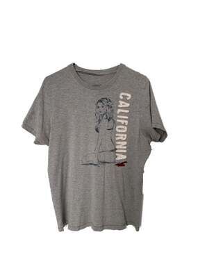 no size tag fits like a medium to small Hollister Grey California Girl Graphic T